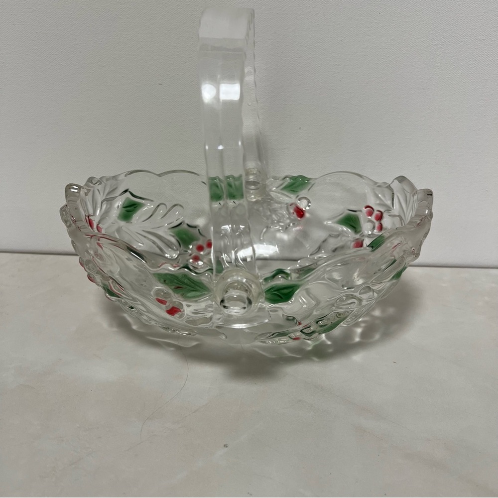 Mikasa Holiday Bloom Basket Glass Bowl with Acrylic Handle